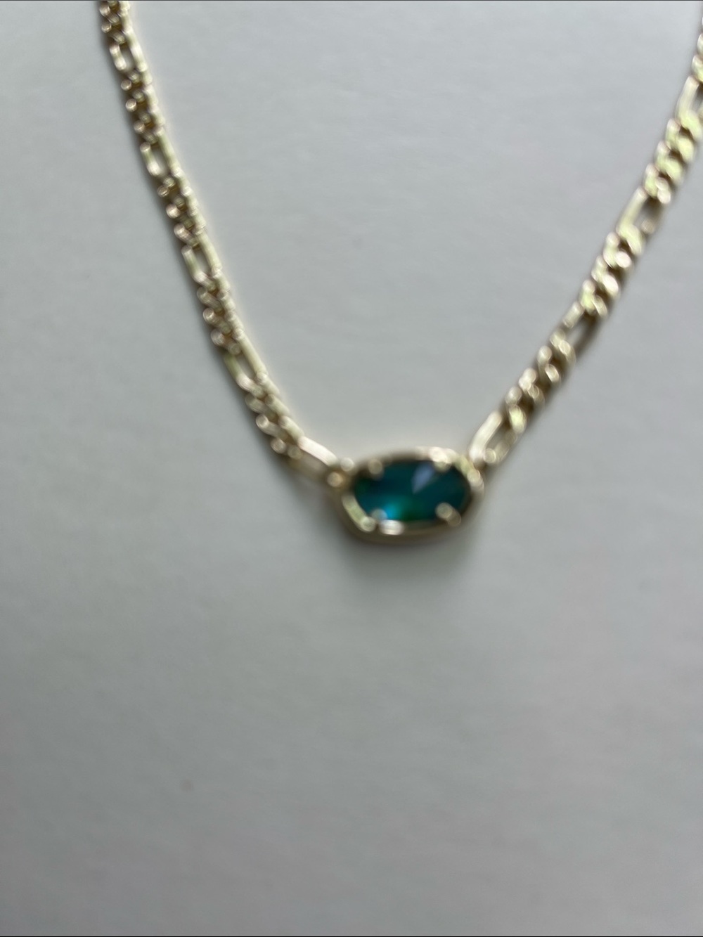 Kendra Scott Gold Necklace with Teal Oval Stone - Picture 2 of 5